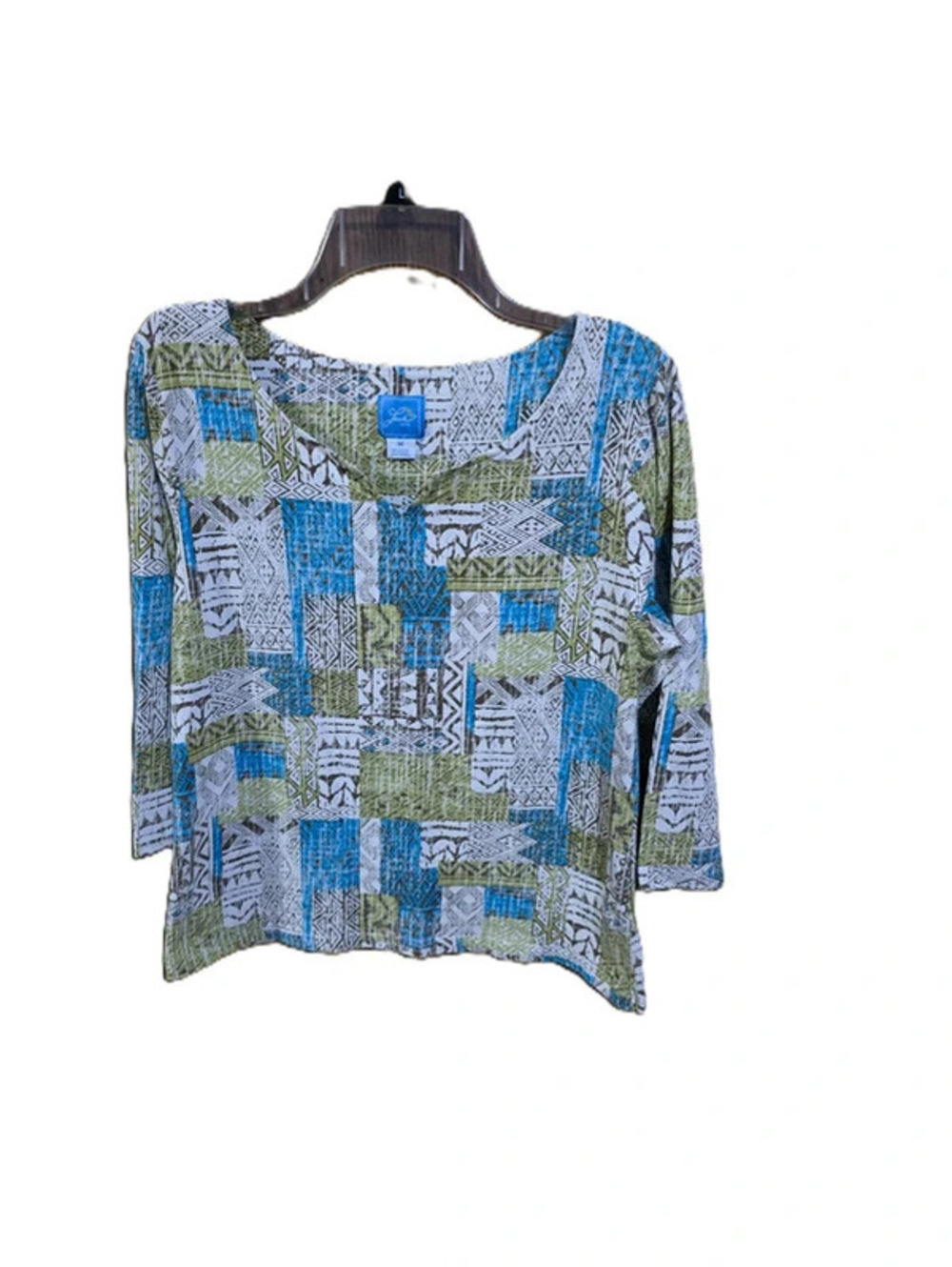 Lark Lane Pullover Top 3/4 Sleeves Multi-Color Size Medium